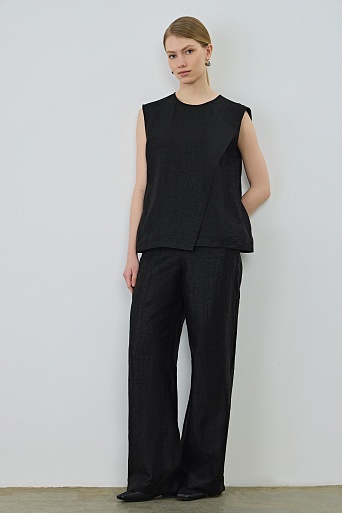 Текстурный топ из натурального шелка, черный Cherry