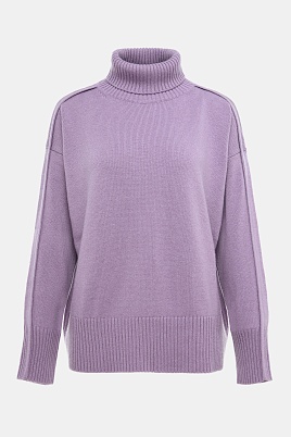 Свитер с декоративными швами с кашемиром, лавандовый