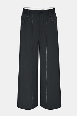 Свободные брюки с контрастным кантом, черные