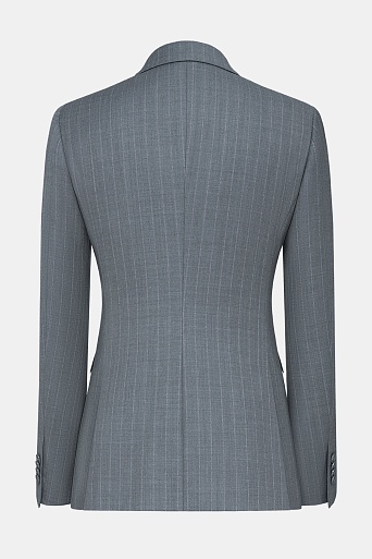 Двубортный жакет из шерсти в меловую полоску, серый INGRID