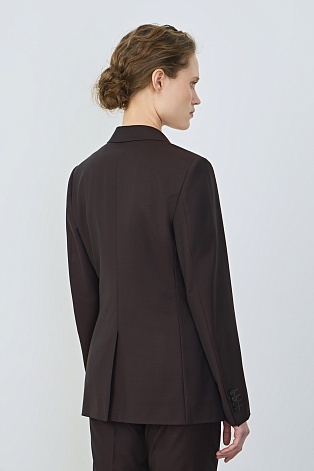 Приталенный жакет из шерсти, темный шоколад