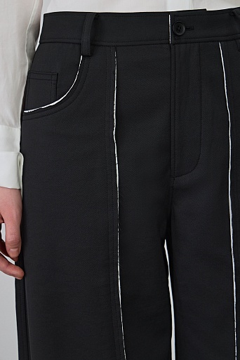 Свободные брюки с контрастным кантом, черные