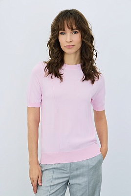 Трикотажная футболка из тенселя, нежно-розовая