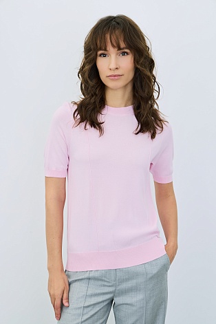 Трикотажная футболка из тенселя, нежно-розовая