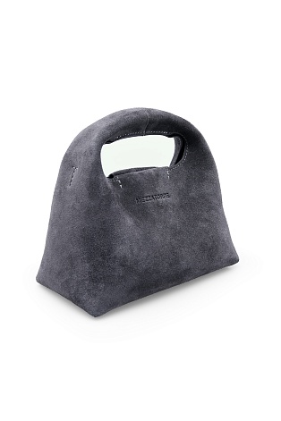 Замшевая сумка на цепочке, темно-серая