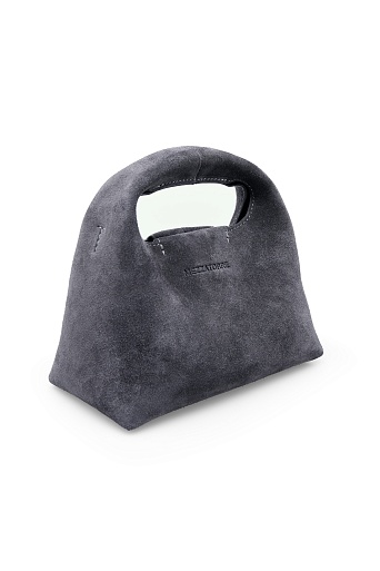 Замшевая сумка на цепочке, темно-серая