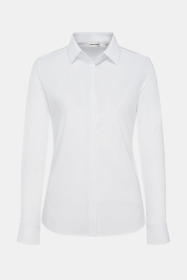 Приталенная блузка-рубашка, белая