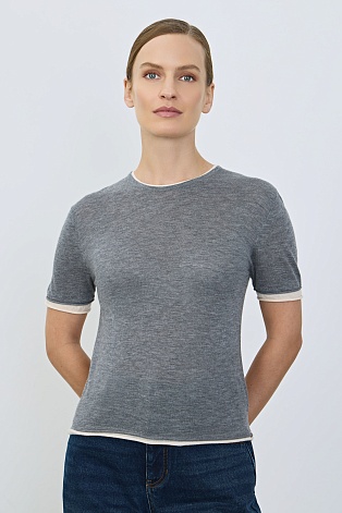 Двойной трикотажный топ, серо-белый