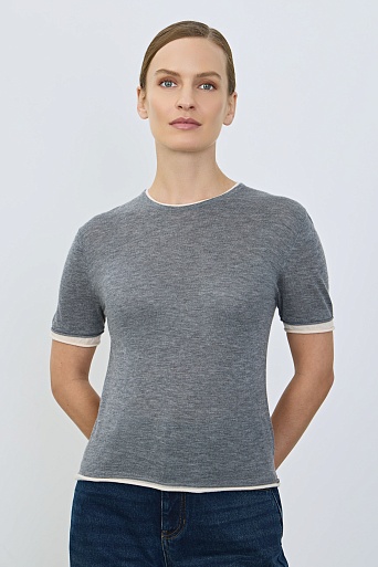 Двойной трикотажный топ, серо-белый