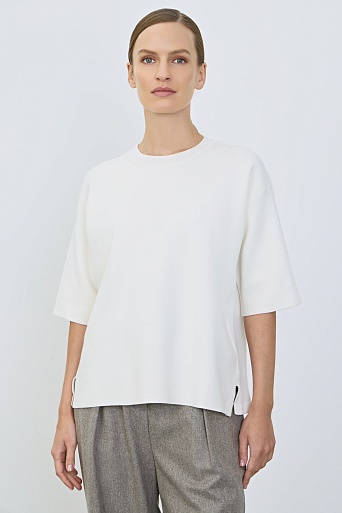 Трикотажная футболка оверсайз, белая