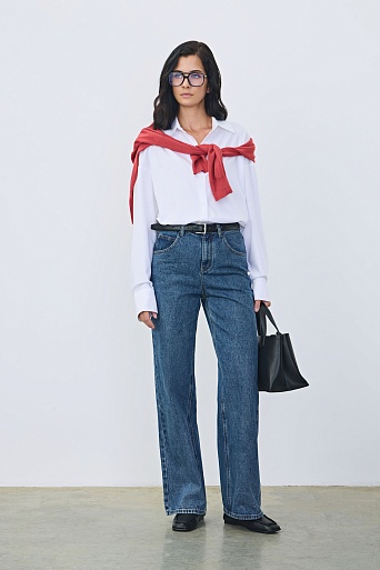 Прямые джинсы, темно-голубые