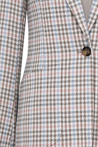 Удлиненный жакет в мелкую клетку, коричневый с голубым GABRIELLA