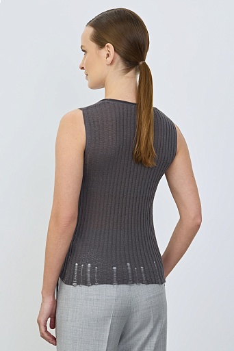 Топ без рукавов с рваным эффектом, серый