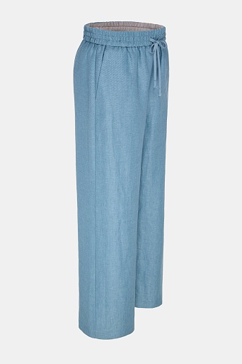 Свободные брюки на кулиске из шерсти, лиоцелла и шелка, голубые