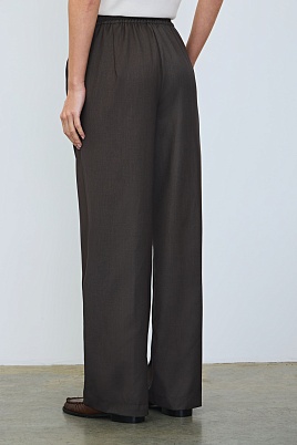 Прямые брюки на кулиске, серо-коричневые