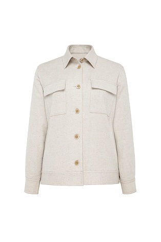 Куртка-рубашка изо льна, тенселя и хлопка, цвет овсяное молоко