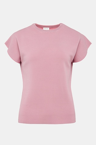Трикотажный топ с коротким рукавом, нежно-розовый