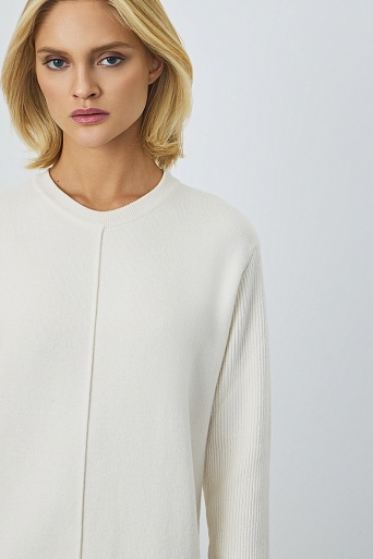 Трикотажное платье с кашемиром, молочное