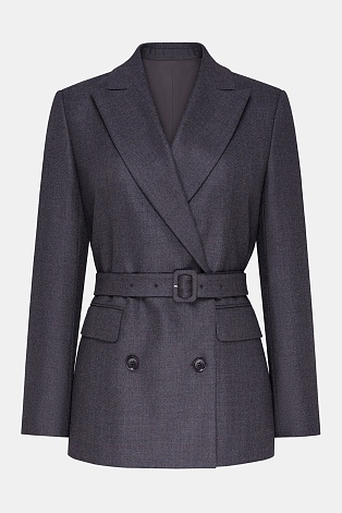 Двубортный костюмный жакет на поясе