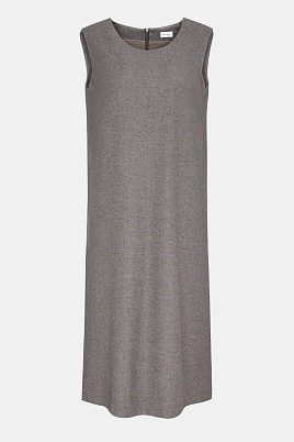 Платье-футляр без рукавов, серо-коричневое