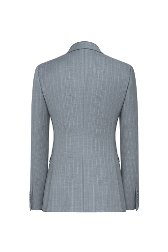 Двубортный жакет из шерсти в меловую полоску, серый