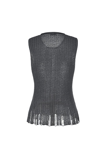 Топ без рукавов с рваным эффектом, серый