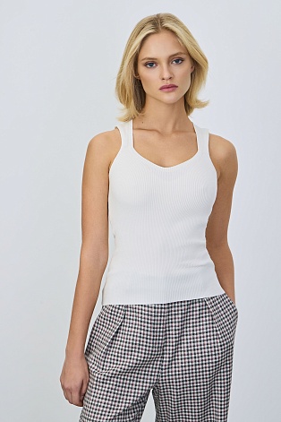 Топ в рубчик на широких бретелях, белый