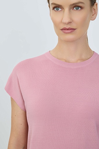 Трикотажный топ с коротким рукавом, нежно-розовый