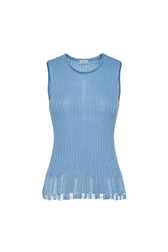 Топ без рукавов с рваным эффектом, голубой