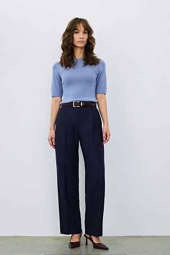 Джемпер с коротким рукавом с кашемиром, голубой