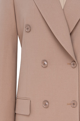 Удлиненный двубортный жакет, цвет бежевый KINSLEY