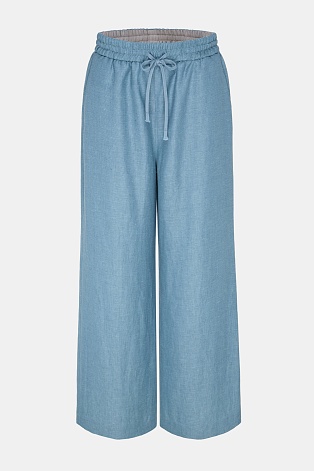 Свободные брюки на кулиске из шерсти, лиоцелла и шелка, голубые
