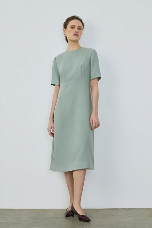 Однотонное платье-футляр с короткими рукавами, мятное