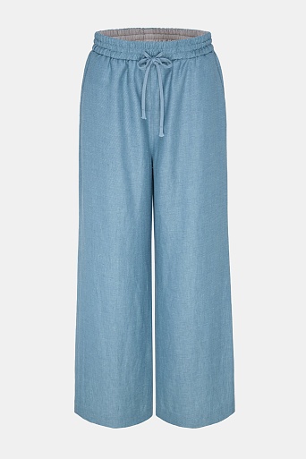 Свободные брюки на кулиске из шерсти, лиоцелла и шелка, голубые