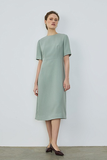 Однотонное платье-футляр с короткими рукавами, мятное