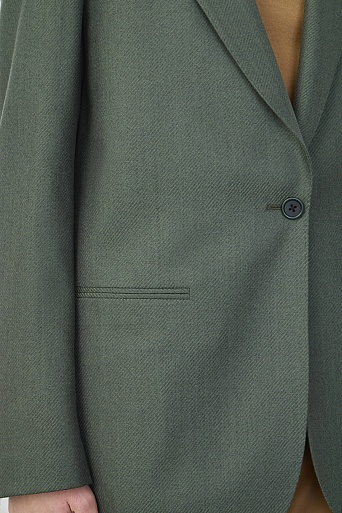 Удлиненный жакет из шерсти на одной пуговице, цвет шалфей