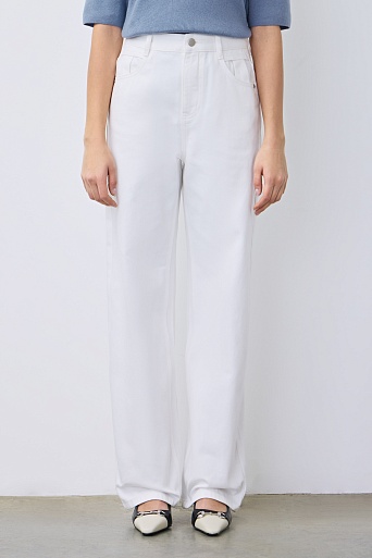 Джинсы wide leg с высокой посадкой, белые
