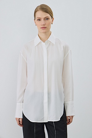 Свободная рубашка из лиоцелла, молочная