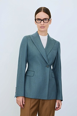 Приталенный жакет из шерсти на одной пуговице, бирюзовый Jemma