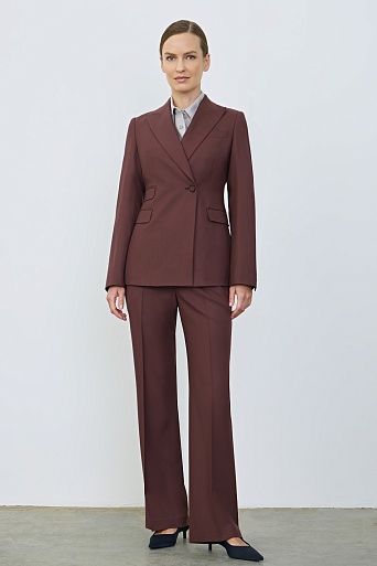 Прямые костюмные брюки из шерсти, красно-коричневые