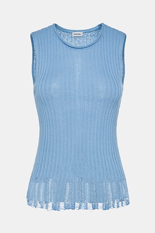 Топ без рукавов с рваным эффектом, голубой