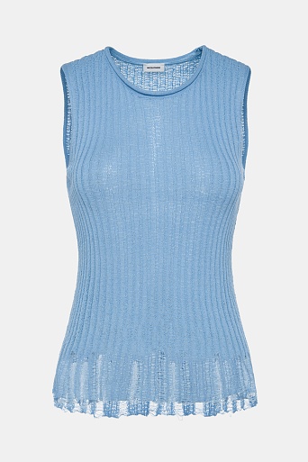 Топ без рукавов с рваным эффектом, голубой