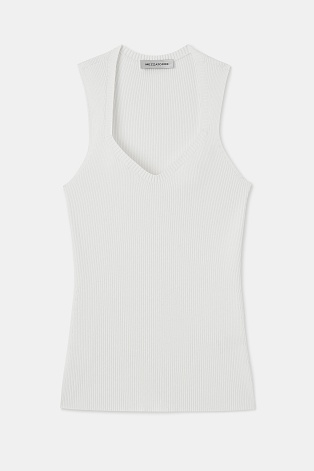 Топ в рубчик на широких бретелях, белый