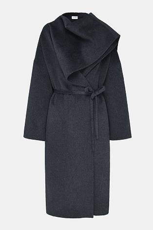 Пальто с кашемиром с лацканом-шалью, графитовое