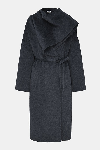 Пальто с кашемиром с лацканом-шалью, графитовое