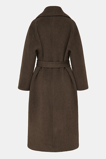 Длинное пальто из шерсти, шоколадное