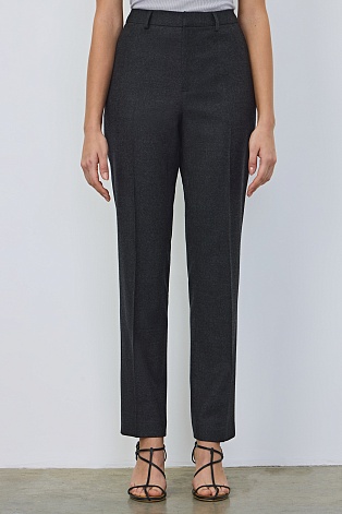 Зауженные брюки со стрелками, темно-серый меланж