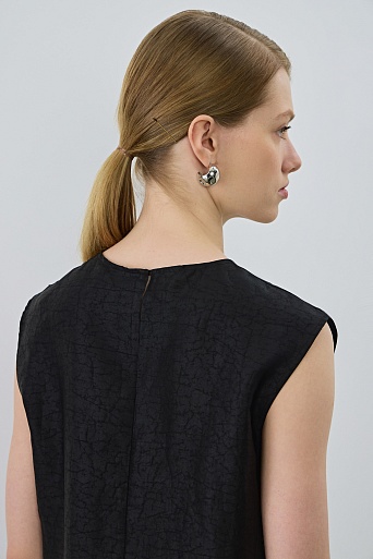 Текстурный топ из натурального шелка, черный Cherry