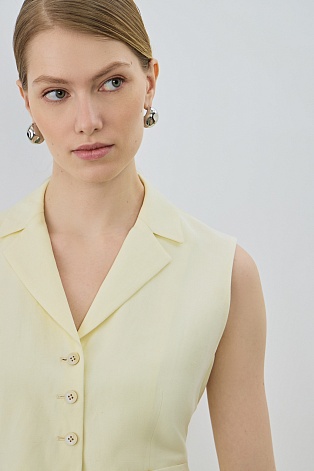 Жилет на пуговицах из тенселя и льна, сливочный Lilly