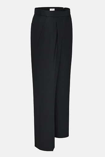 Свободные прямые брюки с защипами, черные Love